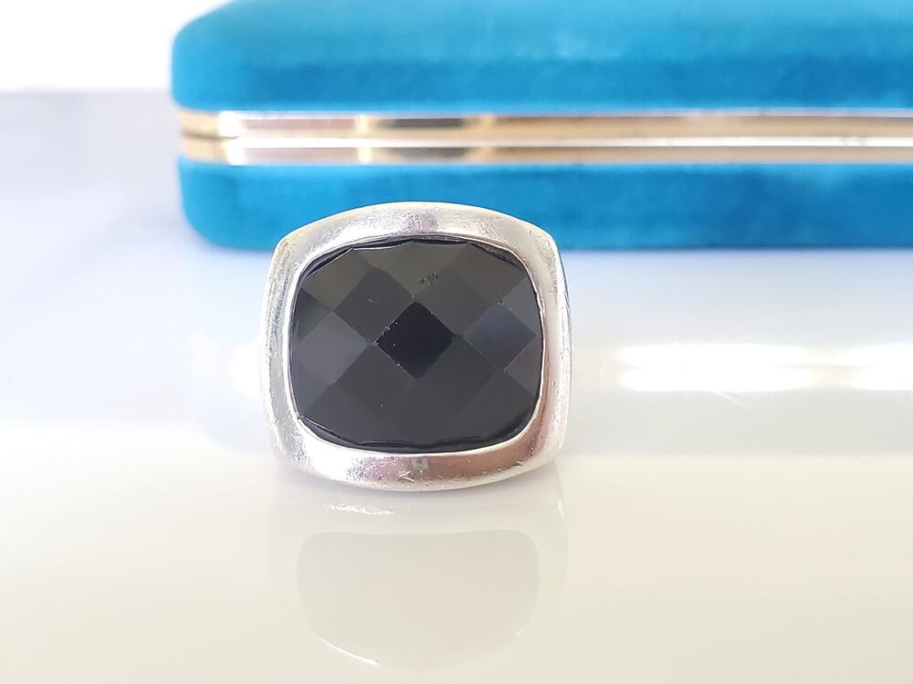 Vintage CFJ Designer Sterling Silver Onyx Ring